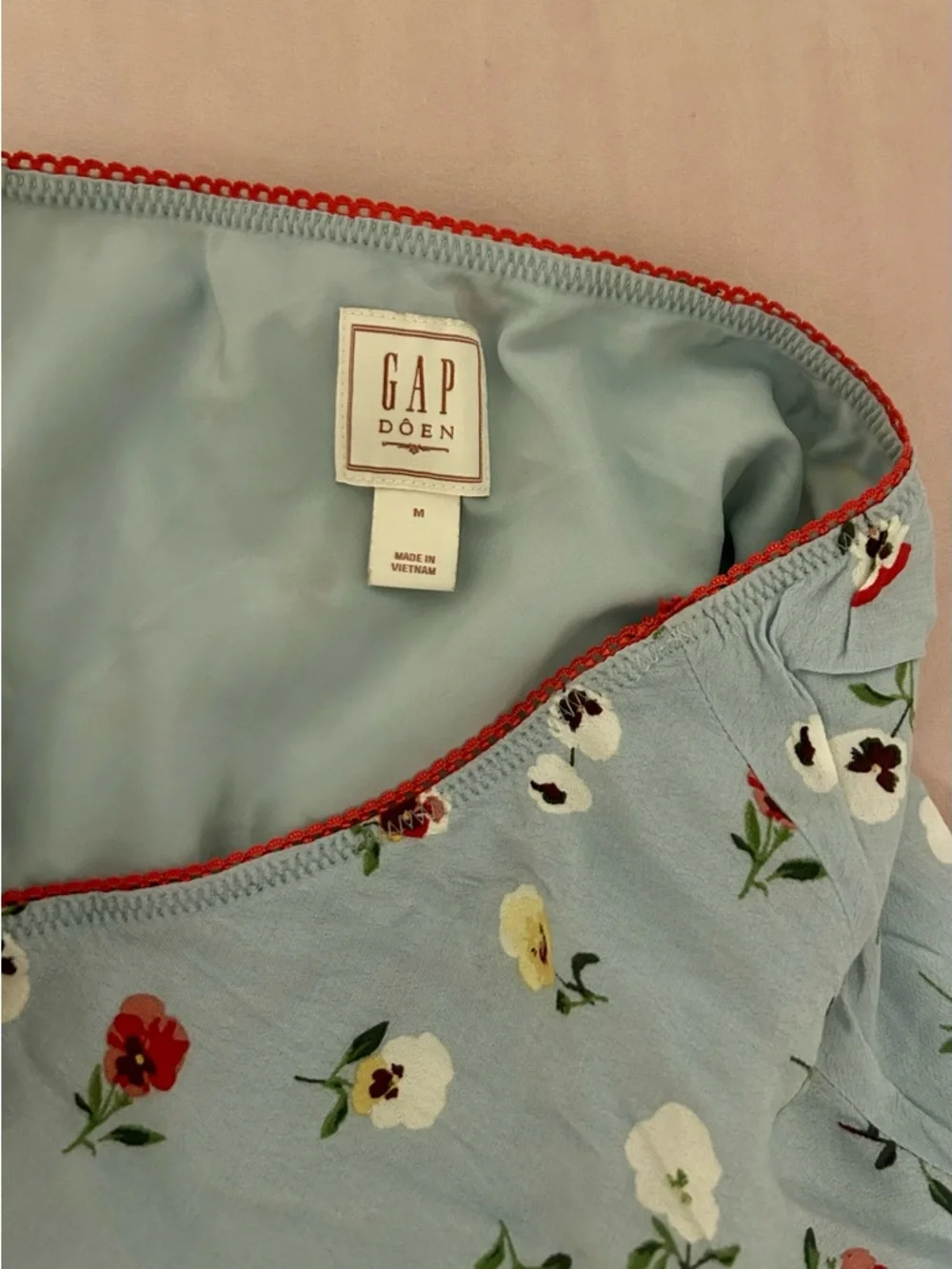 GAP Blue Floral Maxi Skirt with Red Trim - Picture 2 of 5